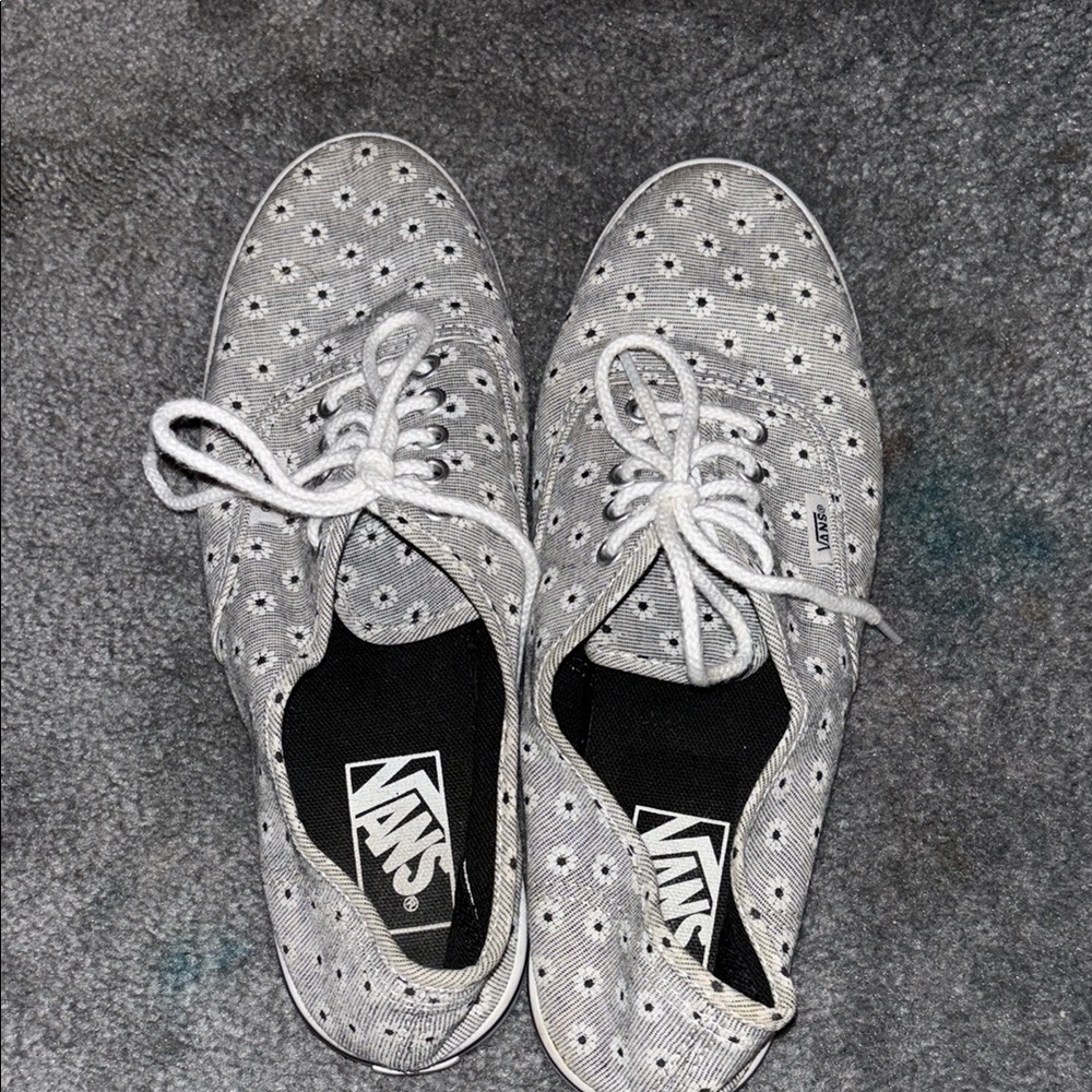 Vans Gray and White Artistic Sneakers